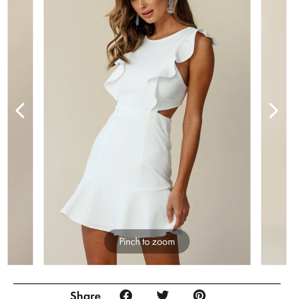 Jackie Wide Ruffle Hem Pinafore Dress White